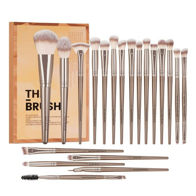 Kit de 20 brochas de maquillaje de color marrón café, suaves y delicadas, aptas para la piel, juego completo de herramientas de belleza.