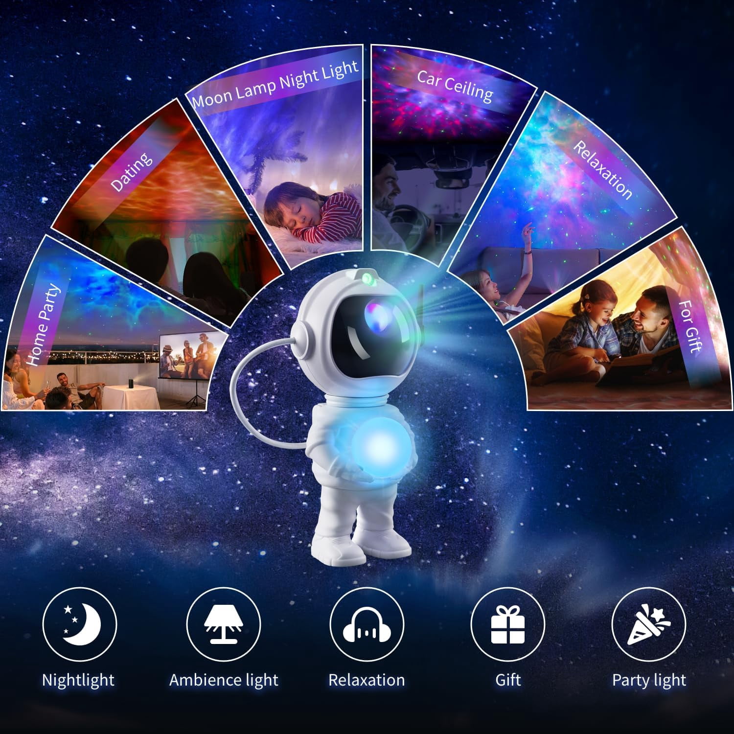 Astronaut Star Projector Galaxy Night Light, Space Projector, 2024 Upgrade Starry Nebula Ceiling Projection Lamp Remote Control for Party Wedding Garden Indoor Décor Gifts for Kids Adults Standing