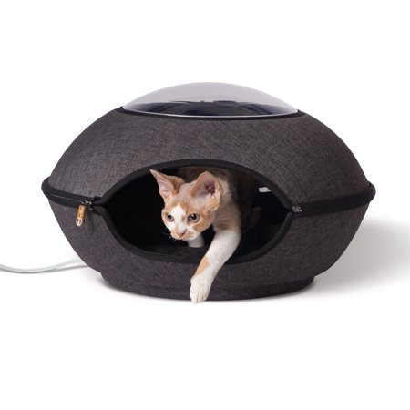 UPC: 0655199634866 | K&H Pet Products Thermo Lookout Pod Heated Cat Bed Classy Gray 22 Inches
