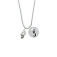 thumbnail image 2 of Delight Jewelry Silvertone Medium Skull Silvertone Script Initial Disc - J - Charm Necklace, 20"+3", 2 of 4