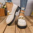 thumbnail image 6 of SYMOID Womens White Chunky Platform Loafers - Gold Chain Slip-on Flock Shoes, Non-Slip, Extended Sizes 36-43,Size 41, 6 of 9
