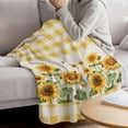 thumbnail image 3 of Sunflower Blanket Soft Cozy Warm Throw Blanket for Couch, Plush Fuzzy Flannel Fleece Blankets for Sofa, Retro Buffalo Plaid Yelloe Beige Country Bee Bed Blankets Lightweight Gifts for Women, 32"x48", 3 of 9