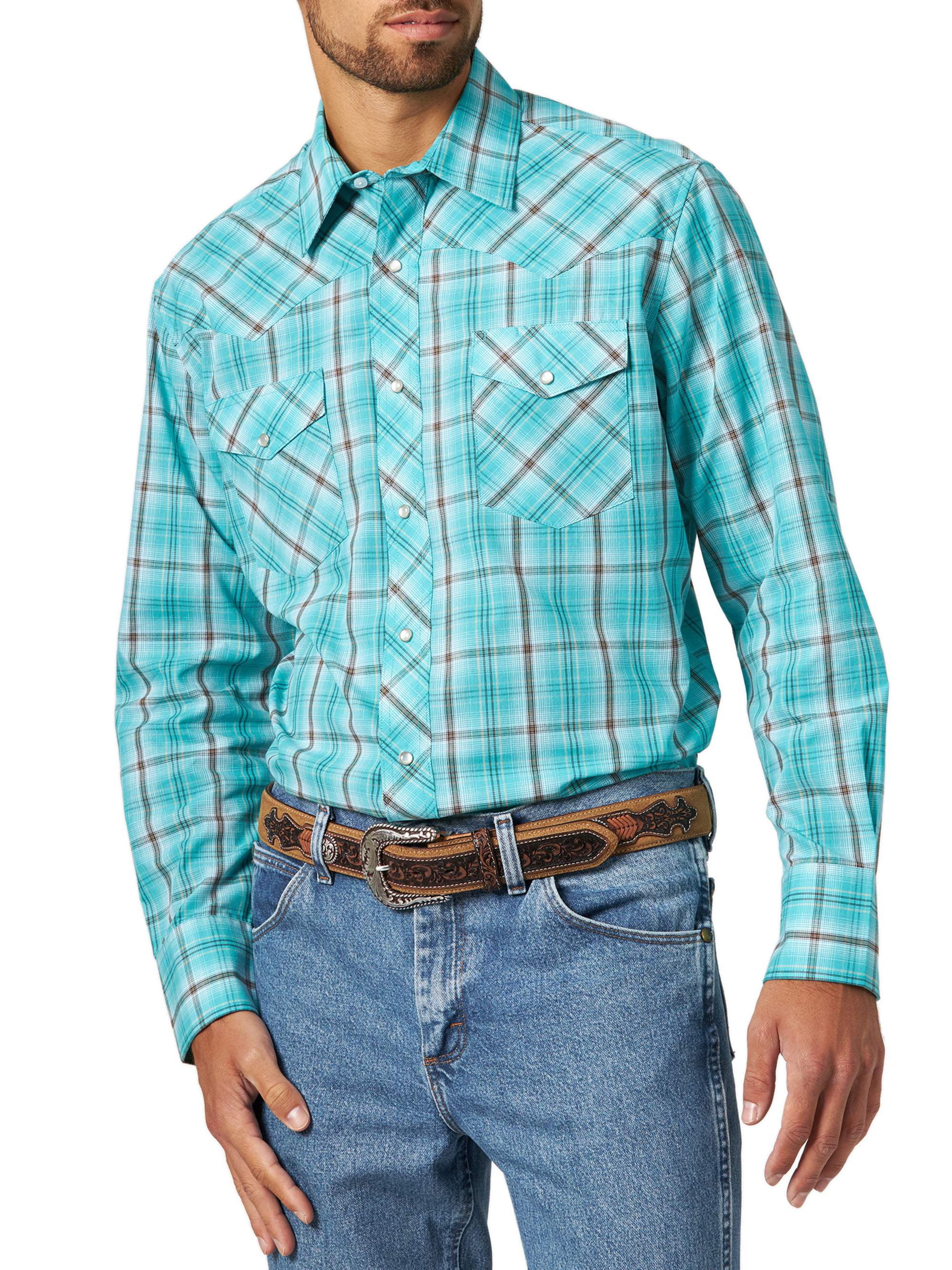 Wrangler Retro Men S Multi Plaid Long Sleeve Western Shirt | Hot Sex ...