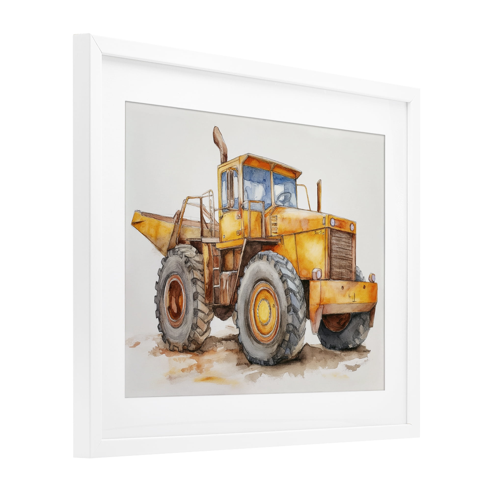 Stupell Industries Construction Truck Whimsicality White Framed Print Under Glass, design by Steve Hunziker