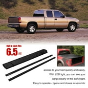 Roll Pickup Truck Tonneau Cover With Light For Silverado 2014-2017 6.5ft