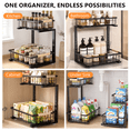 thumbnail image 5 of TAIMASI 2 Pack Under Sink Organizers and Storage, 2-Tier Pull Out Cabinet Organizer with Sliding Drawer, Adjustable Height Metal Bathroom Sink Organizer for Kitchen Pantry Closet, Black, 5 of 9