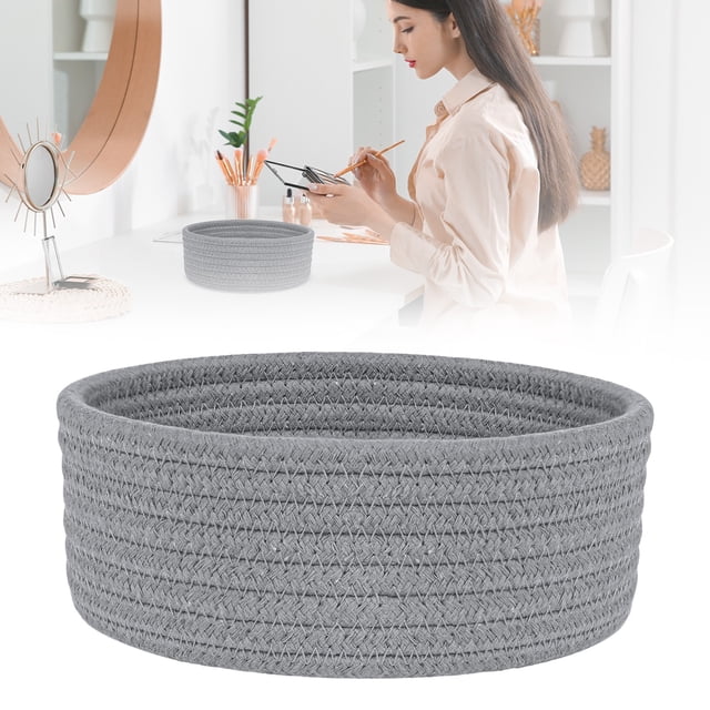 Woven Storage Basket K Organizers and Storage, Small Woven Baskets Tiny Oval Shallow Storage Baskets Mini Cotton Rope Empty Decorative, a Woven Storage Basket, by Meiiso