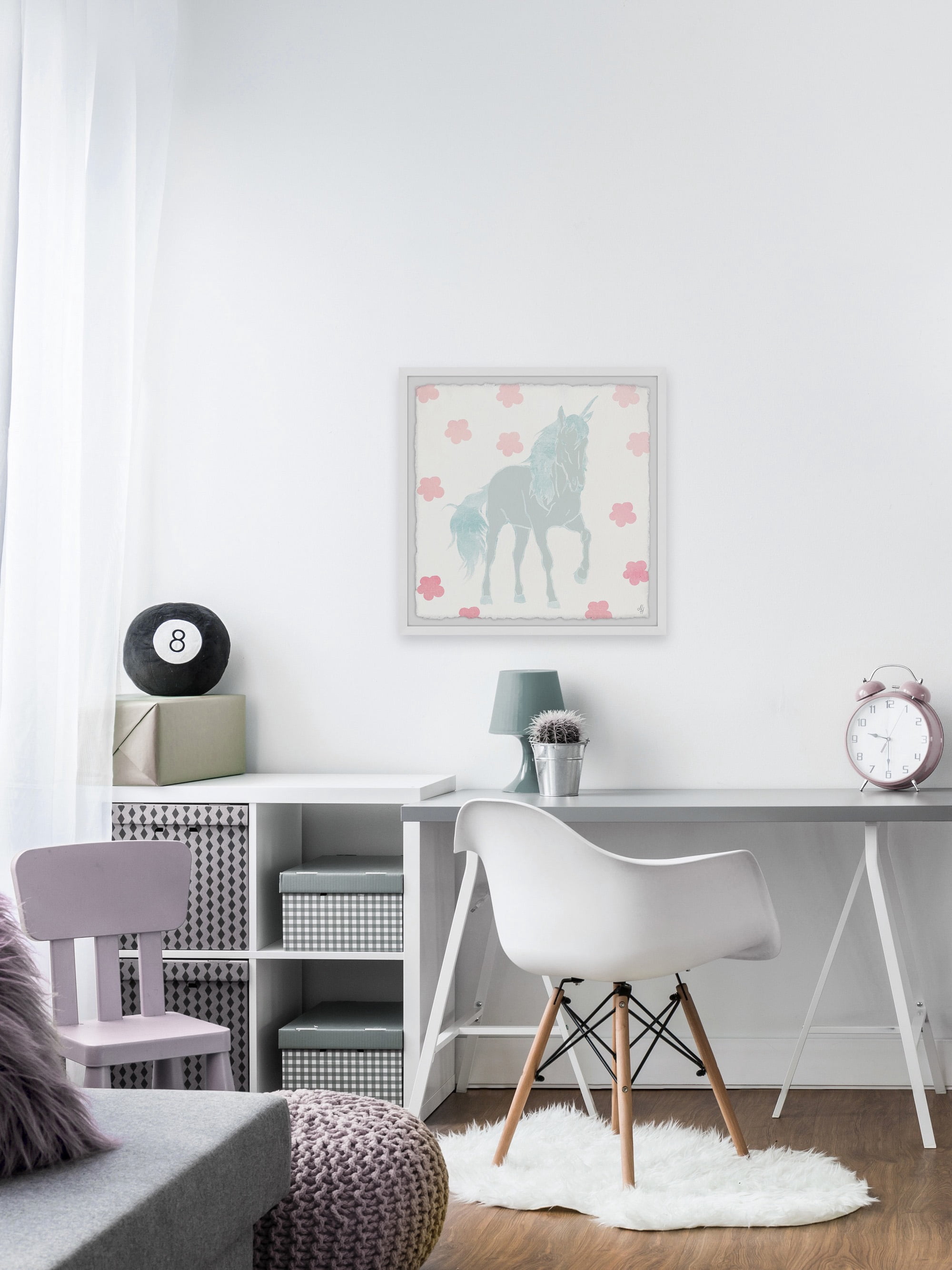 Marmont Hill Floral Unicorn Framed Wall Art