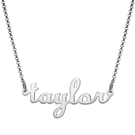 Personalized Planet Women's Silvertone or Goldtone Script Lowercase Nameplate Necklace, 18"