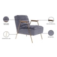 thumbnail image 5 of Meridian Furniture Woodford Gray Velvet Accent Chair, 5 of 5