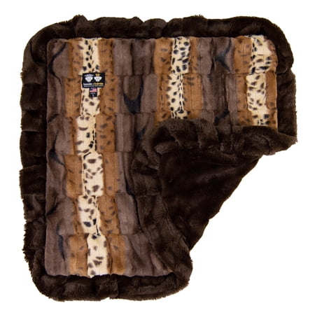 Bessie and Barnie Wild Kingdom / Godiva Brown Luxury Ultra Plush Faux Fur Pet/ Dog Reversible Blanket (Multiple Sizes)