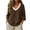 (New10)Coffee, variant on Women's Casual Relaxed Seven Quarter Sleeve V-Neck Lightweight Plus Size Blouses Solid Color Breathable Cotton Linen Top Shirt Button up Top