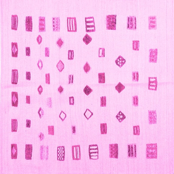 Ahgly Company Indoor Square Abstract Pink Contemporary Area Rugs, 7' Square