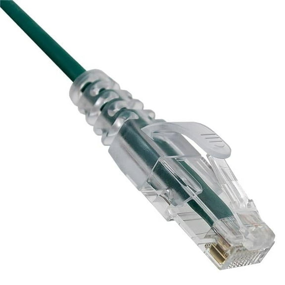 CableWholesale 13X6-65100.5 6 in. Cat6a Slim Ethernet Copper Snagless Molded Boot Patch Cable, Green