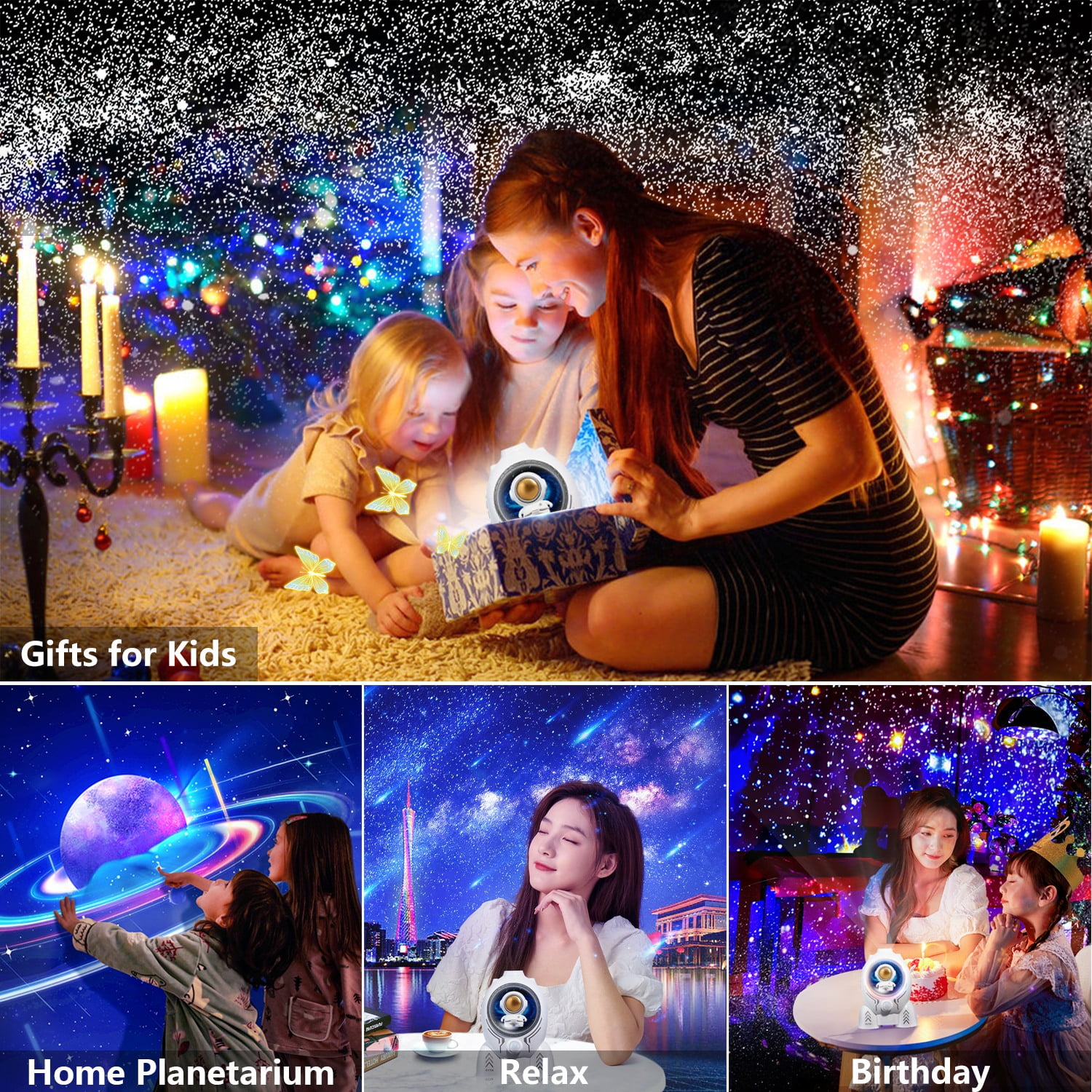 Star Projector, 10 in 1 Galaxy Projector for Bedroom, Night Light Projector with Timer 360° Rotating HD Focusable Star Lamp for Kids Room, Home Theater, Ceiling, Christmas, Room Decor