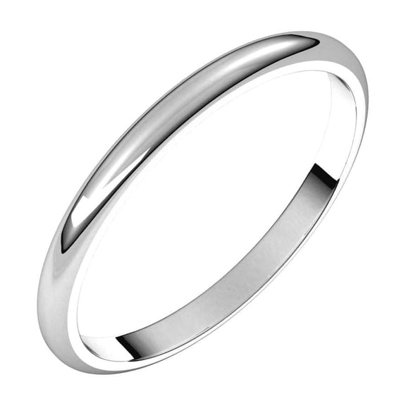 14k White Gold Half Round 2mm Half Round Band Size 12 Ring for Women and Men - 2.2 Grams