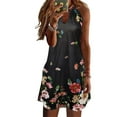 thumbnail image 1 of Maoww Robe Courte Décontractée Imprimée Sans Manches Esthétique Élégante Mignonne Robe de Plage Vacances Club Vêtements d'Été Fleur Noire TG, 1 of 6