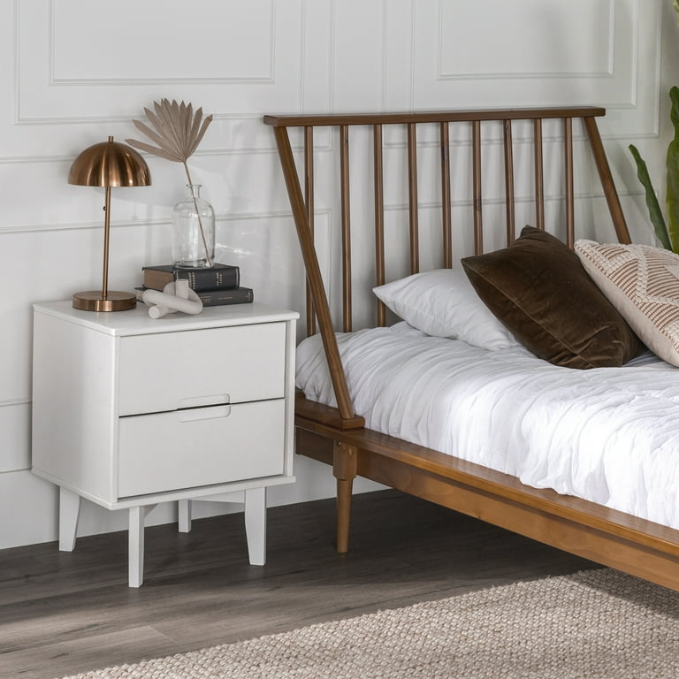 Walker Edison Spindle Headboard Twin Platform Bedframe Caramel