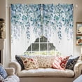 thumbnail image 3 of Swag Curtains Valances for Windows, Blue Green Eucalyptus Short Kitchen Window Curtains Over Sink, Rustic Watercolor Leaves Floral Cafe Curtains Panel Set Of 2,Rod Pocket, 36 Inches Length, 3 of 8