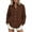 Coffee, variant on Women's Jacket Long Sleeve Button-Front Pockets Button Collared Hip Shirt Solid Buttons Everyday