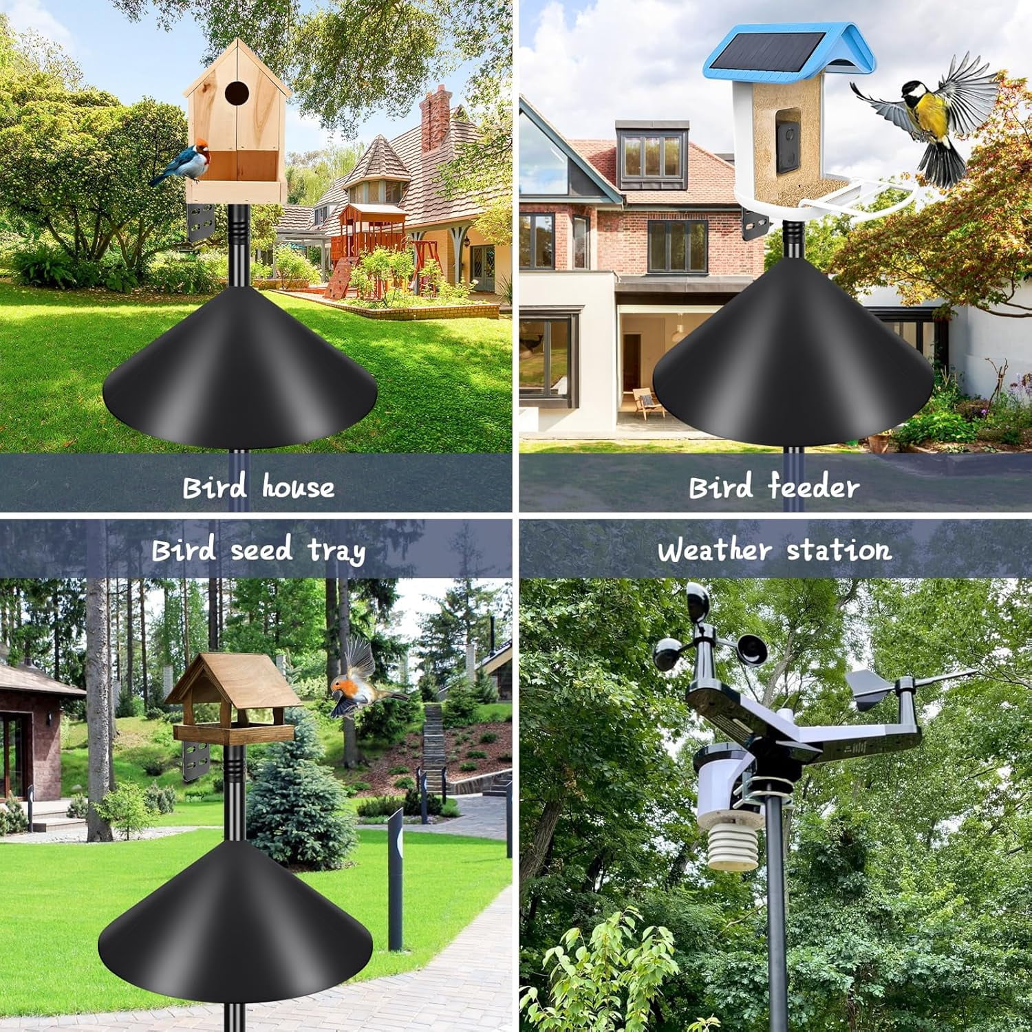 Gtongoko Smart Bird Feeder Pole 1-Inch Dia 79 Inch Bluebird House Pole for Outdoors Weather Station Heavy Duty Metal Mounting Kit Adjustable Bird Feeder Stand Black