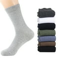 thumbnail image 2 of harmtty 1 Pair Men Breathable Cotton Ribbed Elastic Middle Tube Crew Socks,Coffee, 2 of 8