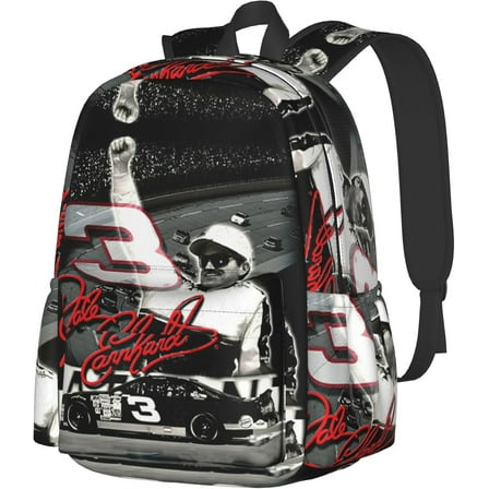Dale Racer Earnhardt Backpack Casual Backpack Lightweight Travel Laptop Bag Classic Daypack for Men & Women, Black