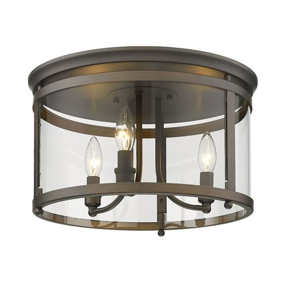 Golden Lighting Payton 3-light Flush Mount in Rubbed Bronze