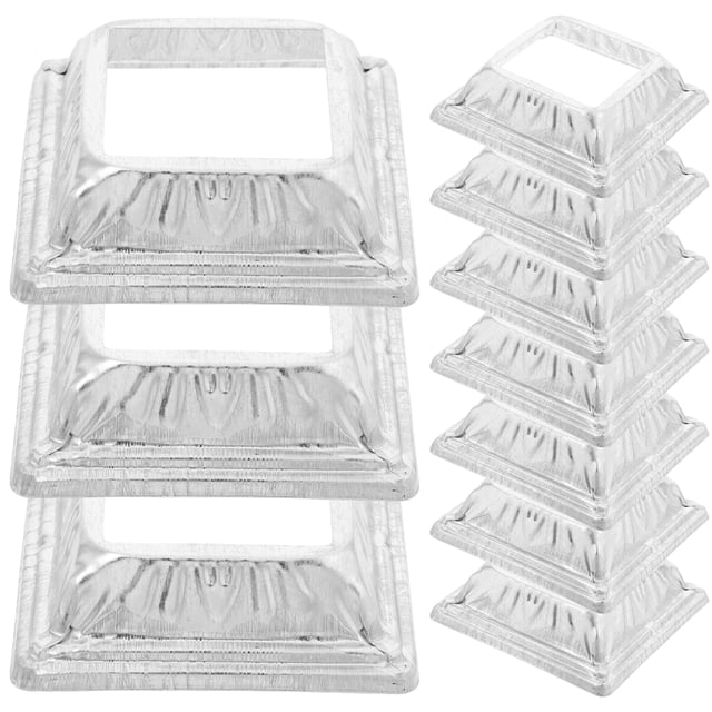 10pcs Metal Railing Base Covers Square Iron Post Base Cover Deck Railing Base Brackets Covers for Balcony Stair Railing Support