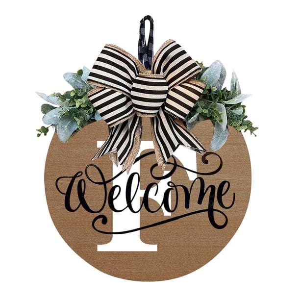 Corona decorativa para puerta de entrada, placas colgantes, decoración para la puerta principal, decoración para el hogar durante todo el año, detalles festivos para la puerta, entrada al