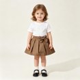 thumbnail image 6 of Weebloom Khaki School Skirts For Toddler Girls Summer Bow Pleated Elastic Waistband A Line Uniform Skirt 9-12 Months, 6 of 6