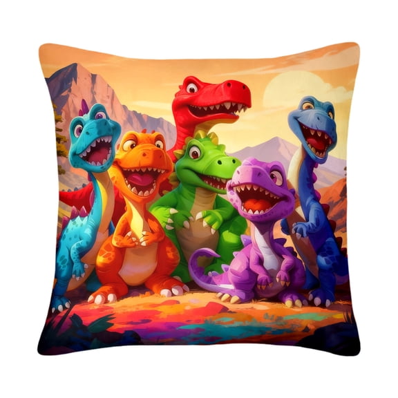 Pillow for Living Room Modern Dinosaur Theme High Definition Printing Soft Linen for Bed Couch and Seasonal Use