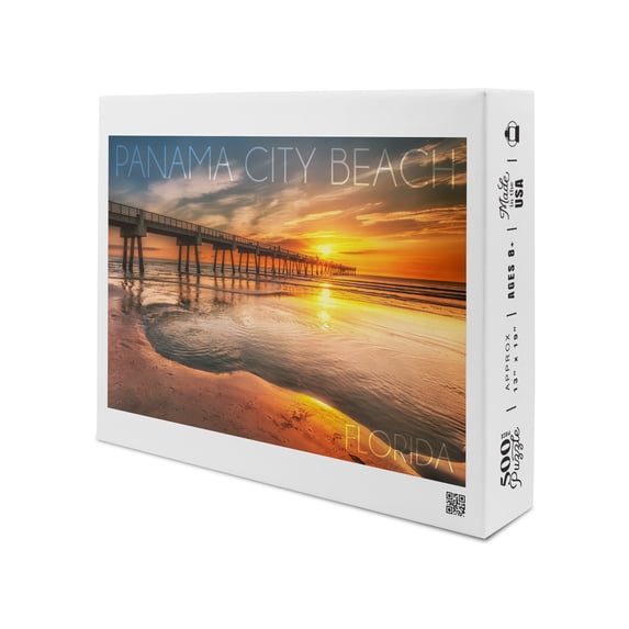 Panama City Beach, Florida, Pier and Sunset (19x27 inches, Premium 500 Piece Jigsaw Puzzle for Adults and Family, Made in USA)