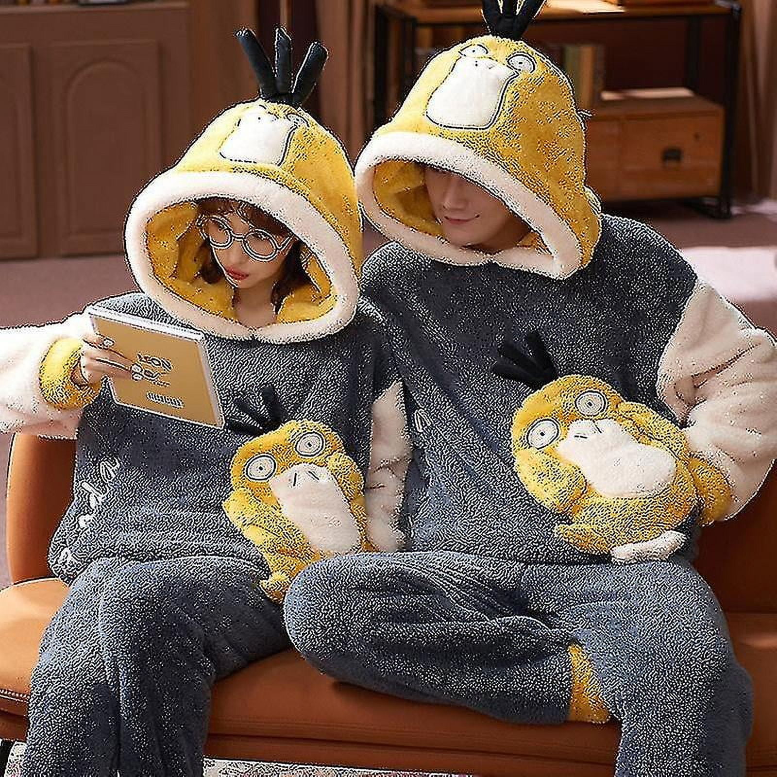 Couple Pajamas Set Women s Men s Winter Thick Pajamas Cartoon Dinosaur Korean Couple Home Wear Soft Warm Pajamas Hoodie Walmart