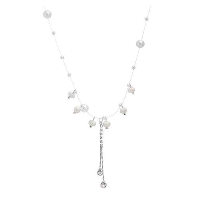 LYMAYTER Collier Ras du Cou Léger Collier pour Femmes - Perle Synthétique, Ajustable-Cyclable, Résistant à l'Usure
