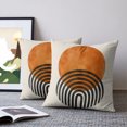 thumbnail image 2 of 24x24 Pillow Covers Set of 2, Boho Sun Disc Throw Pillow Covers Decorative Couch Cushion Case, Middle Century Abstract Orange Black Beige Microfiber Square Pillowcases for Bedroom Car Living Room, 2 of 9