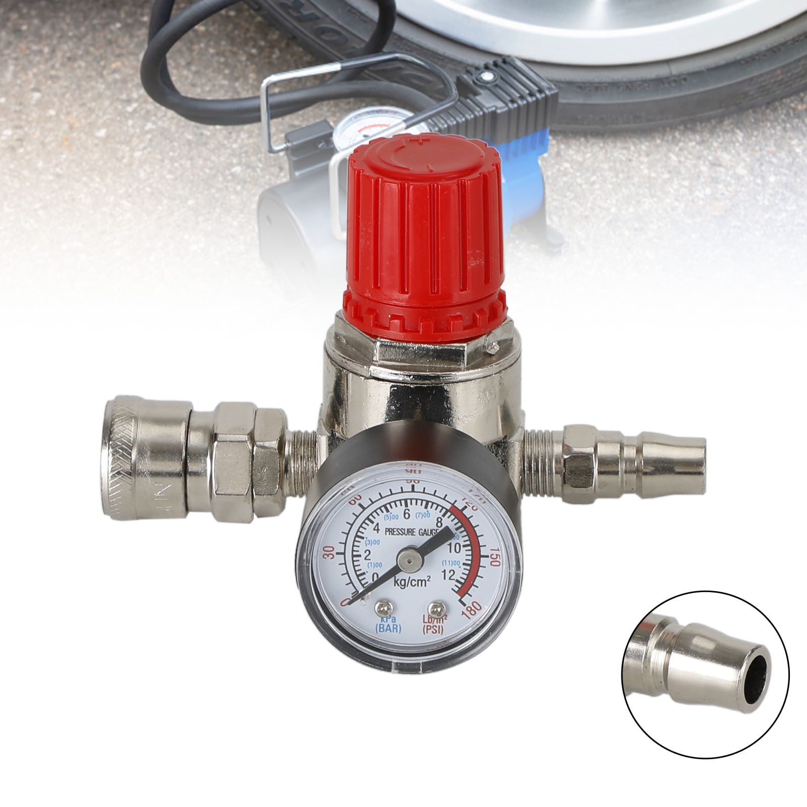 Mad 1/4" Pressure Regulator Air Compressor Adjustable Gauge