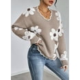 thumbnail image 4 of Pink Queen 2026 Women's OversizedSweaters V Neck Fuzzy Loose Long Sleeve Pullover Jumper Tops S-XL, 4 of 9