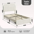 thumbnail image 5 of Memoryfield Twin Bed Frame with Bookcase Headboard, Upholstered Platform Bed Frame with Under-Bed Drawer, No Box Spring Needed/Noise-Free, Beige, 5 of 7