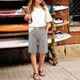 thumbnail image 5 of OGLCCG Girls Athletic Shorts Drawstring Cotton Linen Bermuda Shorts with Pockets Summer Elastic Waist Sports Shorts for Kids Teens 4-15 Years, 5 of 6