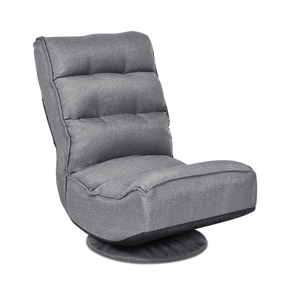 Demi Bonn 360 Degree Swivel Floor Chair, 5-Position Folding Floor Gaming Chair, Lazy Lounge Chair for Relaxing Reading Gaming TV Watching, Gray