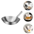 thumbnail image 3 of 1pc Stainless Steel Single Handle Wok Practical Wok Kitchen Utensil (Silver), 3 of 6