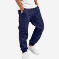 thumbnail image 2 of DJDLJWCJ Boys Jogger Cargo Pants Solid Color Elastic Waist Casual Pants Multi-pocket Outdoor Hiking Pants Navy Size 10, 2 of 8