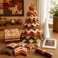 thumbnail image 4 of Fall Harvest DIY Quilted Tree Sewing Kit, Fabric Patchwork Tree Craft Set with Foam Cone & Guidebook, Pumpkin Topper Tabletop Ornament for Thanksgiving Home Decor 20CM, 4 of 4