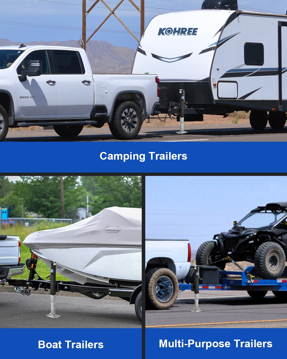 Kohree 8000lbs Heavy Duty Trailer Jack, 28.7" Vertical Travel, Adjustable Drop Leg & Ergonomic Handle for Large RV,Utility Trailers, Yacht Trailers, Boat Trailer