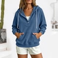 thumbnail image 2 of Women's Travel Hoodie Hooded Drawstring Corduroy Snap Button Design Pullover Fall Fashion Sweatshirts 2026 Outfits, 2 of 7