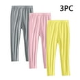 thumbnail image 2 of 3 Pack Girls Leggings Solid Color Full Length Soft Comfortable Pants Breathable Stretchy Tights Legging Pants Yellow 2 Years, 2 of 9