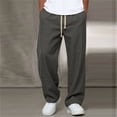 thumbnail image 2 of Men's Straight Leg Pants Elastic Waist Drawstring Joggers Slim Fit Casual Trousers Lightweight Stretchy Breathable Quick Dry for Walking Running Gym Workout Active Athletic, 2 of 9