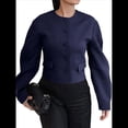 thumbnail image 1 of Blazer Corto con Botones para Mujer, Ropa Informal de Negocios para Otoño e Invierno. Azul Oscuro M, 1 of 8
