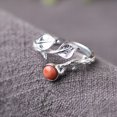 thumbnail image 4 of fastboy Vintage S925 Sterling Silver Open Ring With Delicate Lapis Lazuli Inlay Shiny And Textured Inlay South red agate 1Set, 4 of 6